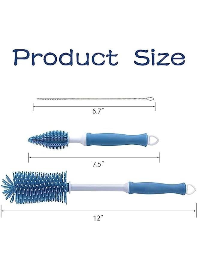 رينكس فرشاة للزجاجات م ، فرشاة تظيف زجاجات الرضاعة للأطفال، فرشاة غسيل زجاجات الأطفال مقض طويل م ال، ماسة لزجاجات الحلي للأطفال لو أزرق) - Image 2
