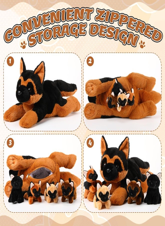 Skylety 5 Pcs Dog Stuffed Animal Puppy Stuffed Animal with Babies Inside 1 Big Mommy with 4 Mini Baby Cute Soft Puppies for Children Birthday Party Adopt a Dog Party Favors(German Shepherd) - Image 3