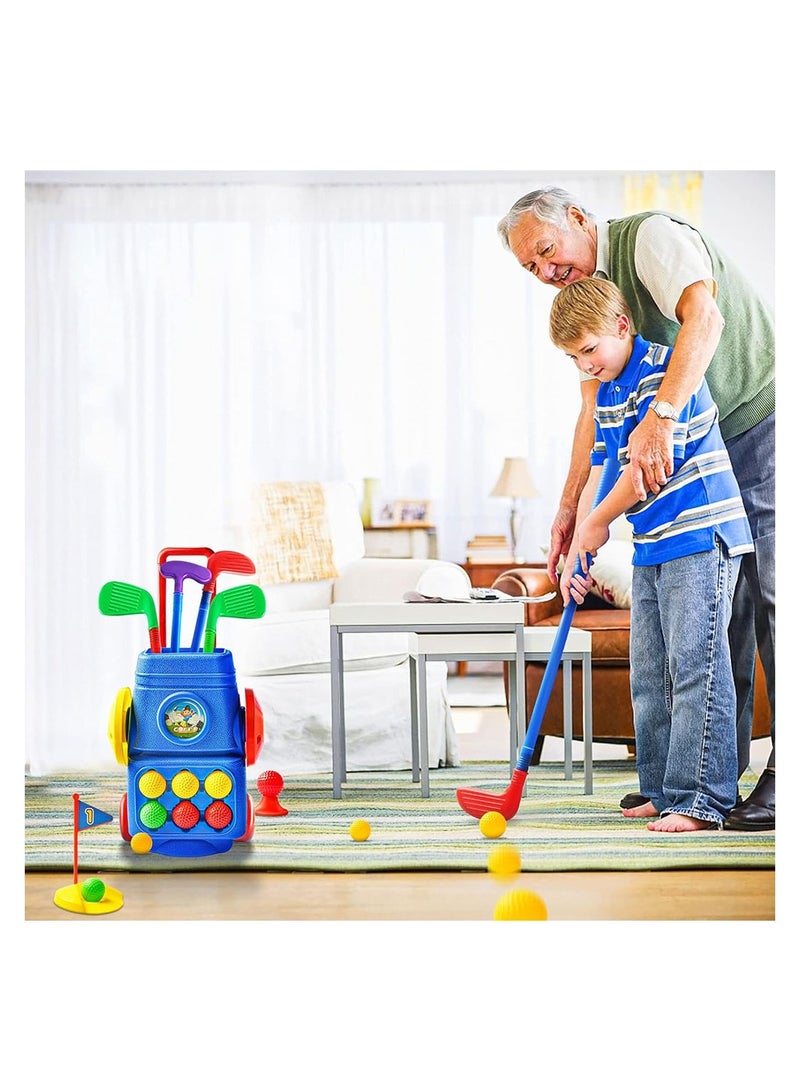 Cool Baby Toddler Golf Toy Set Kids Golf Suitcase Toy Set with 4 Colorful Golf Clubs 6 Balls 2 Practice Holes - Image 2