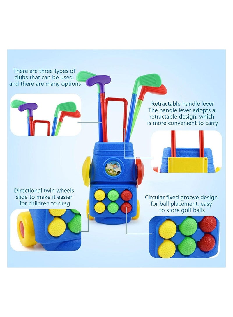 Cool Baby Toddler Golf Toy Set Kids Golf Suitcase Toy Set with 4 Colorful Golf Clubs 6 Balls 2 Practice Holes - Image 3