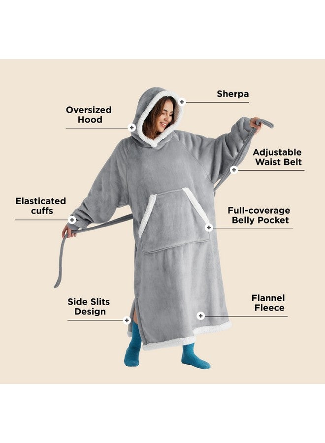 Bedsure Bedsure Wearable Blanket Hoodie, Cozy Long Hooded Blanket Sweatshirt as Mothers Day Hoodie Gifts for Mom Women, Oversize, Grey - Image 1