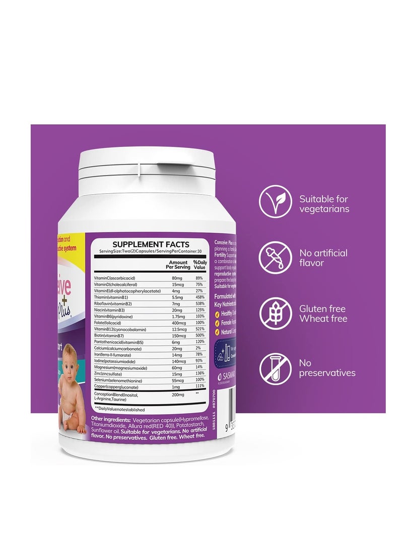 كونسيف_بلس تركيبة لدعم خصوبة المرأة، تركيبة خصوبة المرأة، فيتامين ما قبل الولادة، 60 كبسولة تكفي لمدة 30 يومًا - Image 3