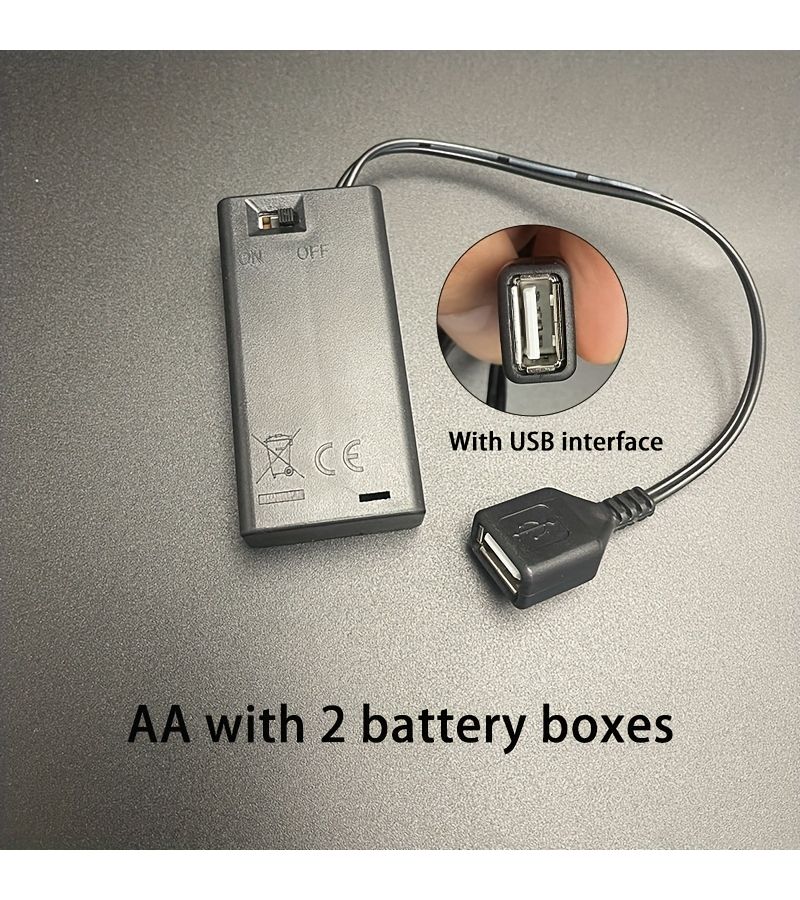 1. صندوق بطاريات AA يتسع لبطاريتين بشكل متسلسل مع مفتاح USB موصل بلاستيكي محمول قابل لإعادة الاستخدام (قطعة واحدة) - Image 1