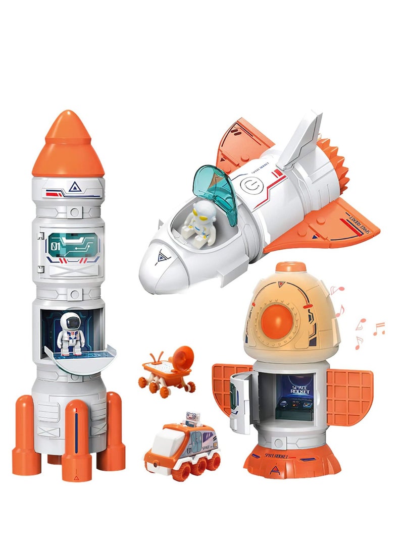 5 in1 Space Toy for Kids Aerospace Model Space Figure Toys with Sound Lights Includes Space Shuttle Astronaut Figures Rover Station - Image 1