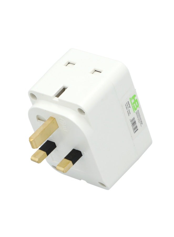 HB 3 Way Sockets Power Adaptor Multi-Plug 13A White - Image 2