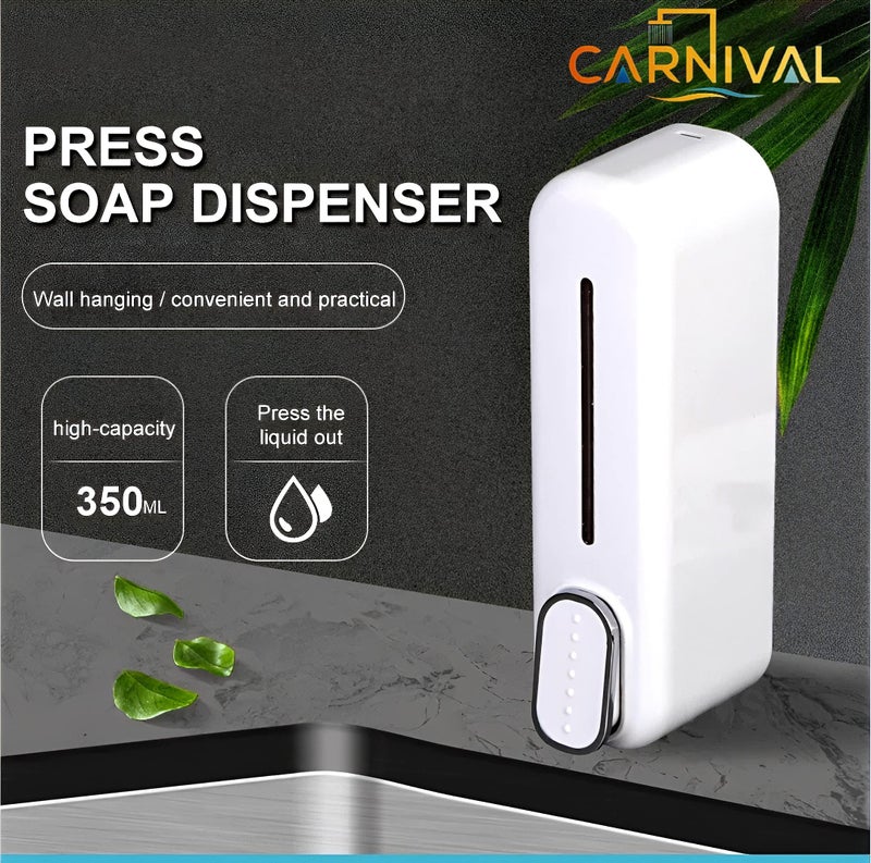 Carnival ABS Wall Mounted Manual Soap Dispenser 350ml Liquid, Soap, Lotion, Shampoo, Conditioner Dispenser for Bathroom,Kitchen and Washbasin(White ABS) - Image 3