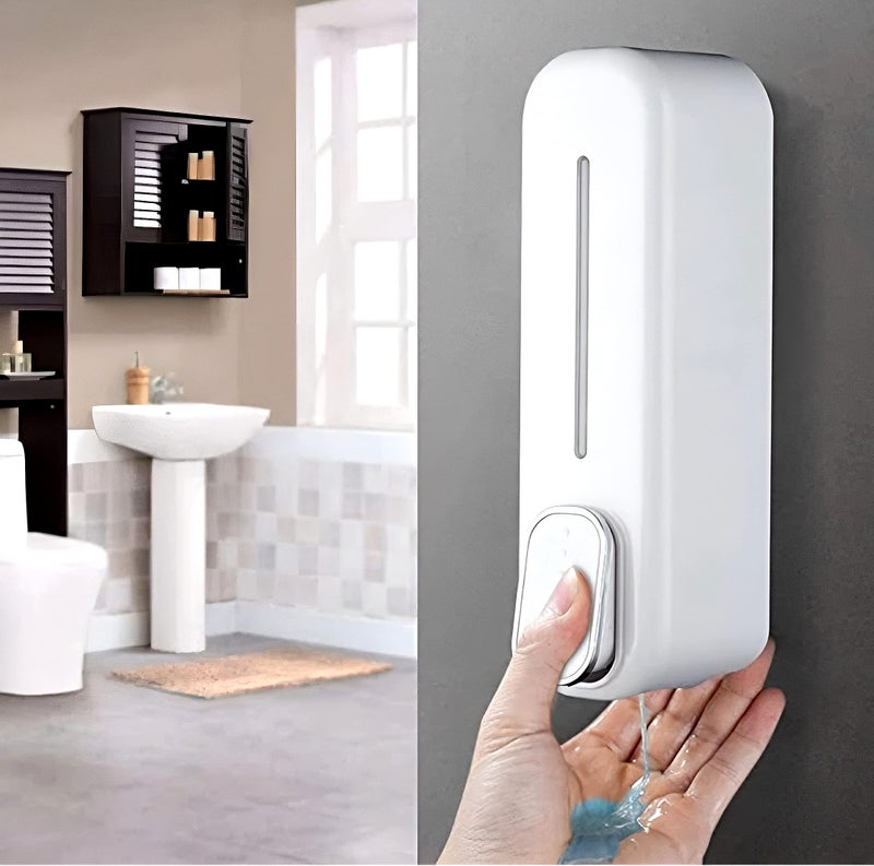 Carnival ABS Wall Mounted Manual Soap Dispenser 350ml Liquid, Soap, Lotion, Shampoo, Conditioner Dispenser for Bathroom,Kitchen and Washbasin(White ABS) - Image 2