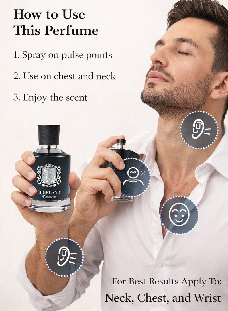 Linea De Bella Highland Emotion Long Lasting Perfume for Men 100ml | Woody & Oriental Men’s Perfume – Premium EDP - Image 3