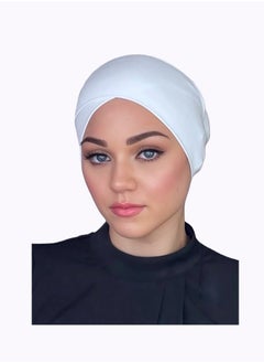 Perfectory PERFECTORY Jersey Bonnet Cross-Tube Caps Under Scarf Head Wraps for Women Turban Hat Lightweight and Comfortable- White  - Image 2
