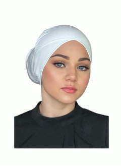Perfectory PERFECTORY Jersey Bonnet Cross-Tube Caps Under Scarf Head Wraps for Women Turban Hat Lightweight and Comfortable- White  - Image 1