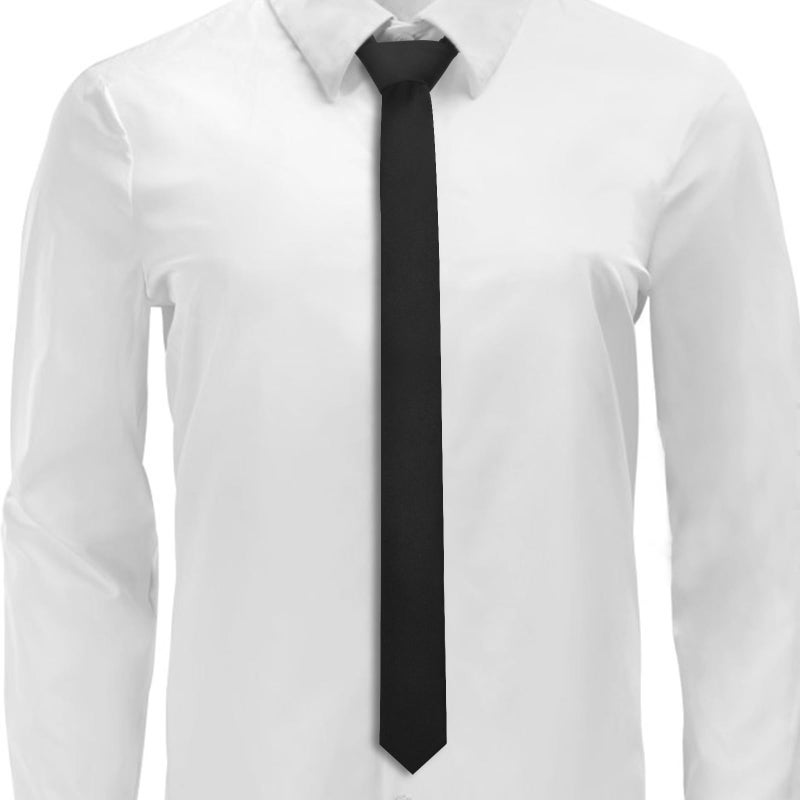 Puistr Skinny Ties Black Ties For Men and Women Solid Pure Color 1.58" (4CM) Plain Formal Slim Neckties - Image 5