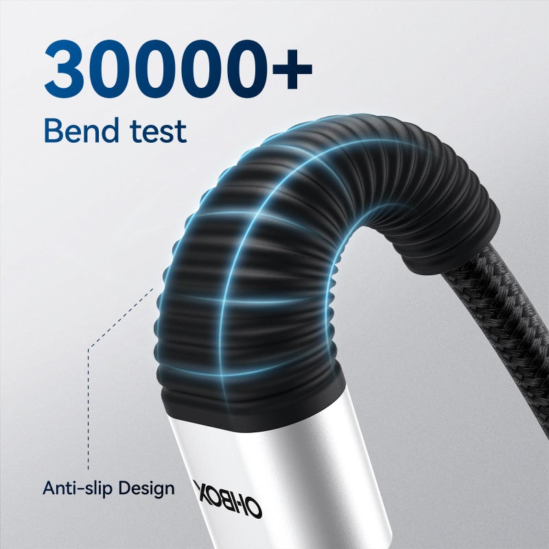 ohbox Extra Long iPhone Charger Cord 15FT [Apple MFi Certified] USB A to Lightning Cable Braided Fast Charging Cord Compatible with iPhone 14 Pro Max/Plus/13/12/11/X/XR/XS/SE/8/7/6/5/iPad - Black - Image 5