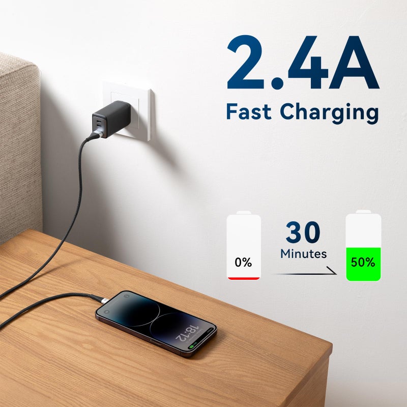 ohbox Extra Long iPhone Charger Cord 15FT [Apple MFi Certified] USB A to Lightning Cable Braided Fast Charging Cord Compatible with iPhone 14 Pro Max/Plus/13/12/11/X/XR/XS/SE/8/7/6/5/iPad - Black - Image 3