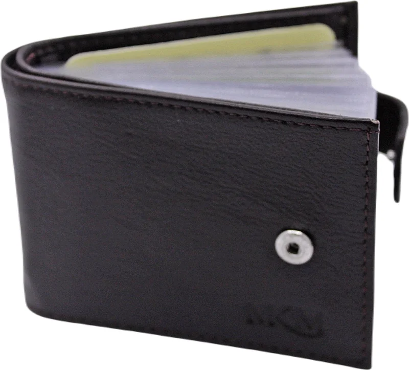 Mkm Man Genuine Leather Wallet with Transparent Card Holder Side Model