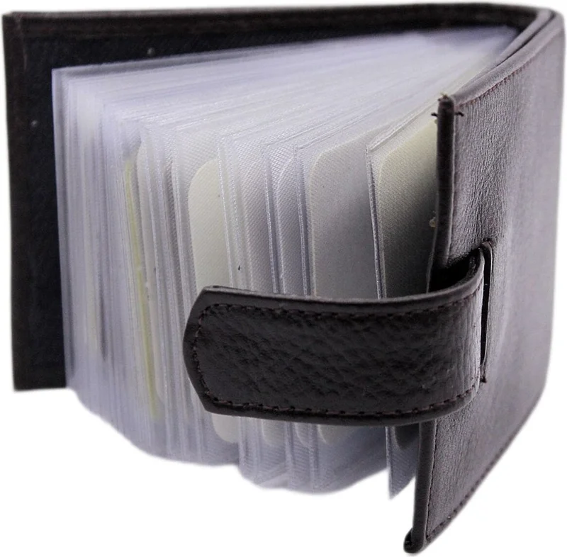 Mkm Man Genuine Leather Wallet with Transparent Card Holder Side Model