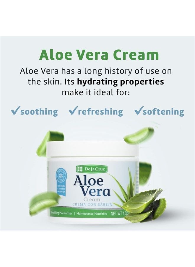 De La Cruz - Aloe Vera Face Moisturizer - Natural Aloe Cream for Face, Hands and Body, 4 OZ - Image 1