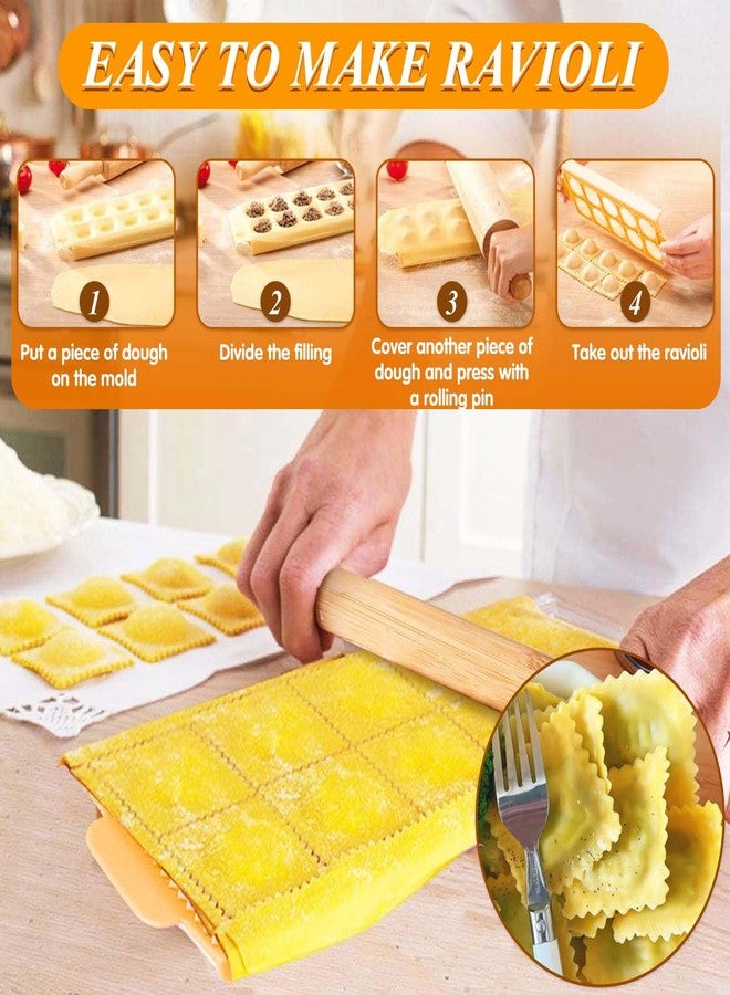 ATPWONZ Pasta Making Tools, 10 Piece Wood Pasta Making Kit with 3 Rolling Pins, 1 Gnocchi Board, 1 Dough Cutter, 1 Ravioli Cutter, 1 Ravioli Maker, 2 Pasta Stamps, 1 Baking Mat, Ravioli Pasta Set for Kitchen - Image 5