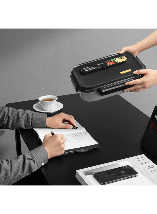 Tafuco Lunch Box, 304 Stainless Steel, Five-compartment Tray, Heat-resistant, Student Bento Box, With Utensils, Insulated Bag, 2l, T5216n, Brown - Image 3