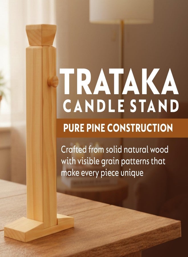 Yogikuti Wooden Trataka Stand Candle Holder for Yoga Meditation, Handcrafted Natural Wood Trataka Stand for Eye Exercise, Focus Training & Mindfulness Practice - Image 2