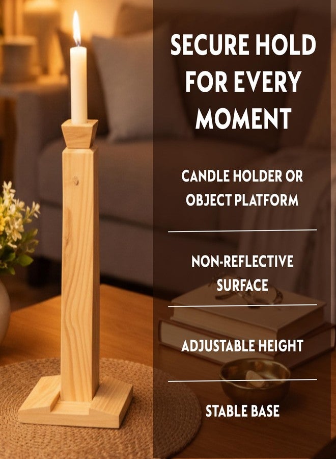 Yogikuti Wooden Trataka Stand Candle Holder for Yoga Meditation, Handcrafted Natural Wood Trataka Stand for Eye Exercise, Focus Training & Mindfulness Practice - Image 3