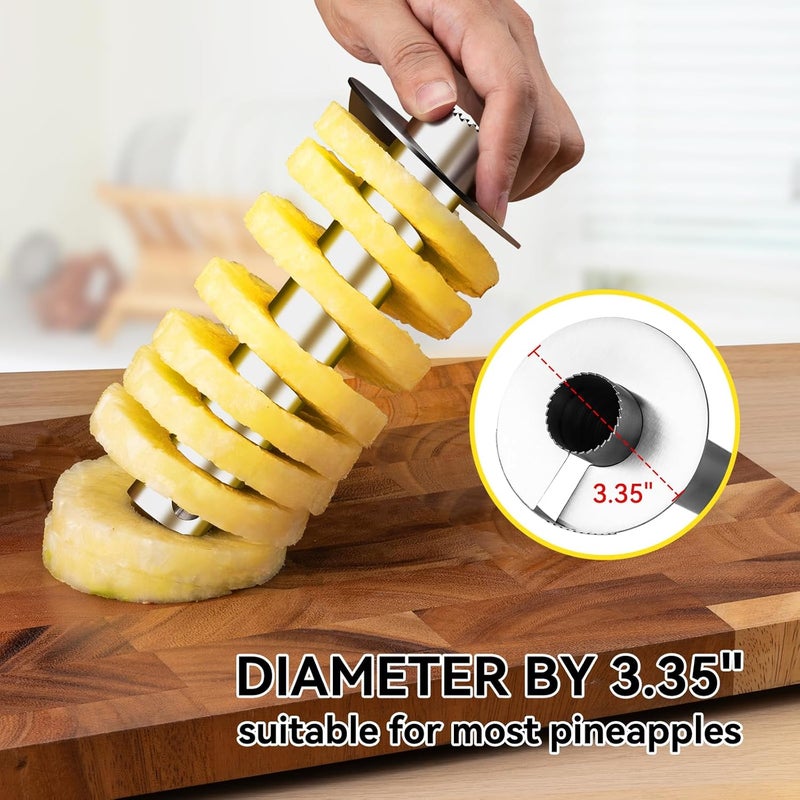 ZAFNAH Pineapple Corer & Slicer Tool - Stainless Steel Pineapple Peeler, Easy Core Remover, Eye Removal Tool, Pelador De Pia (Yellow with Measure Marks) - Image 4
