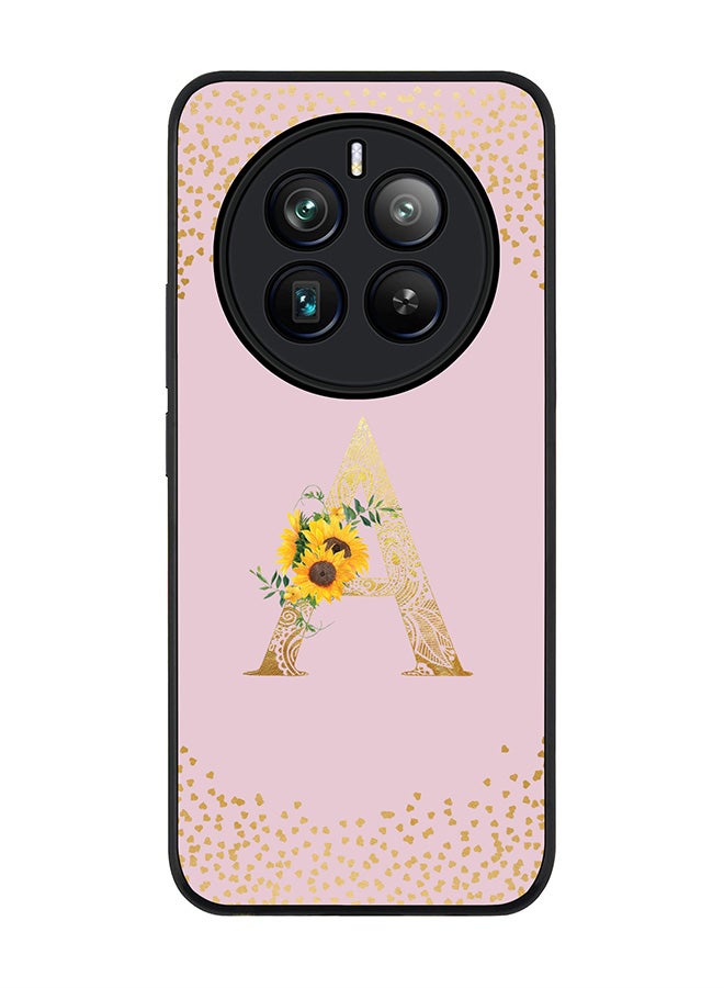 Stylizedd Rugged Black edge case for Realme 12 Pro / Realme 12 Pro Plus 5G, Custom Monogram Initial Letter Mandala Floral Pattern Alphabet-A (Pink ) - Image 1
