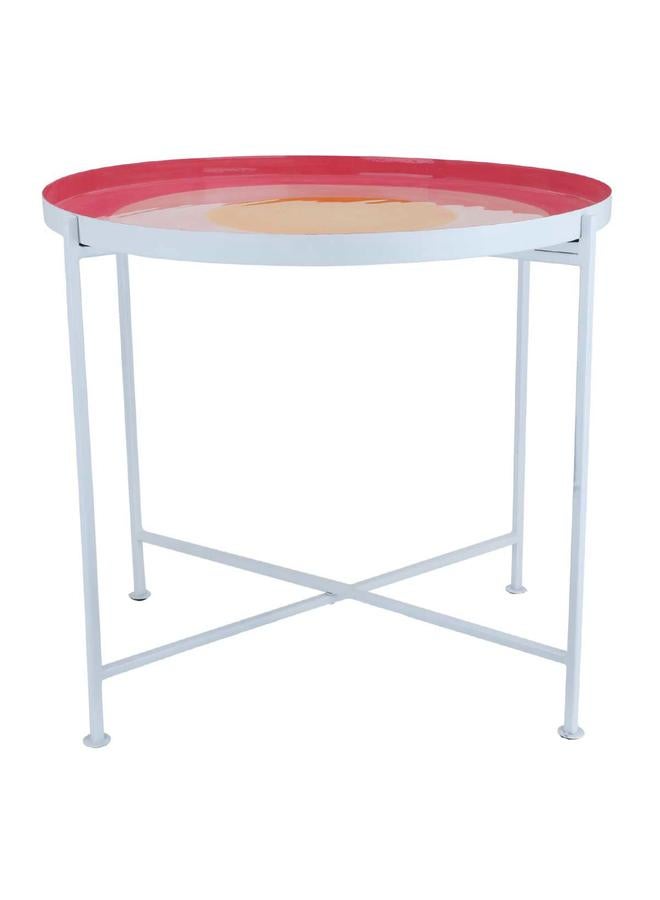 Alsaif Steel Serving Table 57 X 57 X 49 Cm Pink Top With Legs White - Image 1