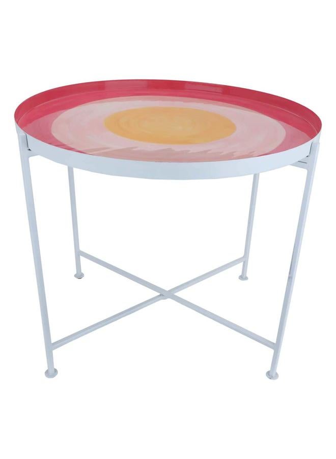 Alsaif Steel Serving Table 57 X 57 X 49 Cm Pink Top With Legs White - Image 2