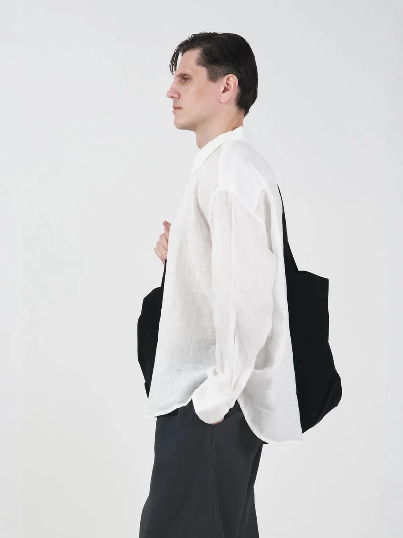 Giesto White GIESTO Oversized Linen Button-Up Shirt for Men | Best Price UAE