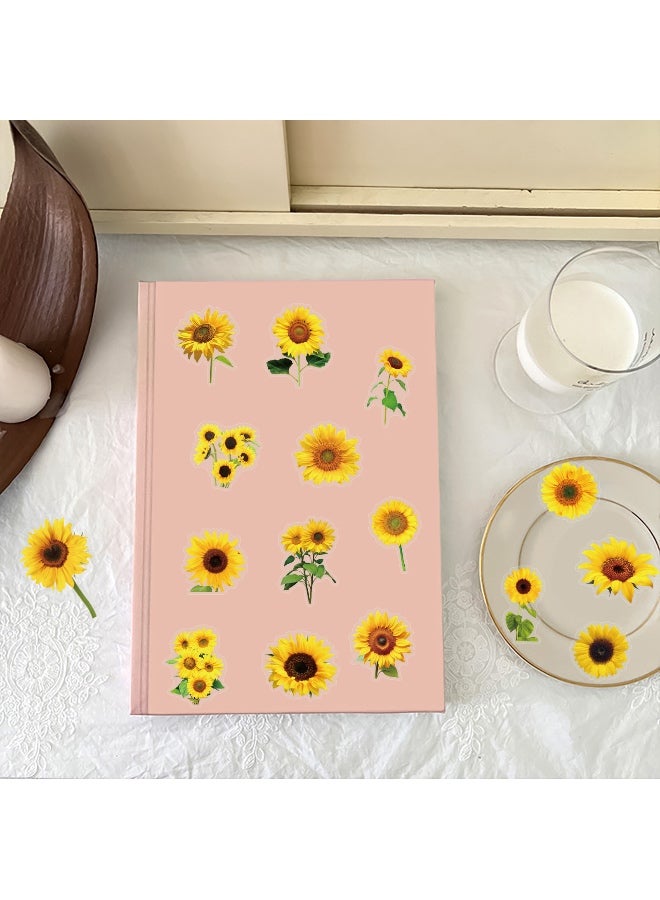 ملصقات عباد الشمس، 50 قطعة، ملصقات عباد الشمس الشفافة الواقعية، ملصقات مقاومة للماء لأجهزة الكمبيوتر المحمول والقرطاسية والأمتعة وسجلات القصاصات وزجاجات المياه وحافظات الهواتف وديكورات الحفلات ذات الطابع الزهري - Image 5