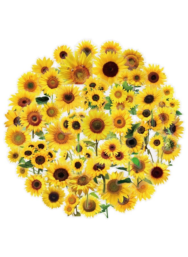 ملصقات عباد الشمس، 50 قطعة، ملصقات عباد الشمس الشفافة الواقعية، ملصقات مقاومة للماء لأجهزة الكمبيوتر المحمول والقرطاسية والأمتعة وسجلات القصاصات وزجاجات المياه وحافظات الهواتف وديكورات الحفلات ذات الطابع الزهري - Image 1