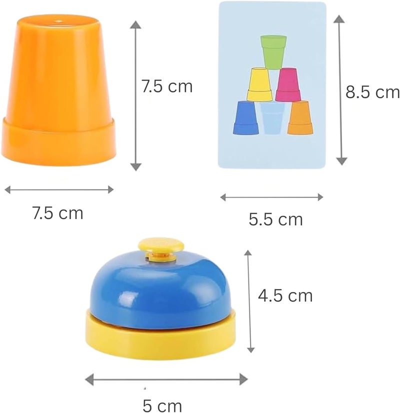 COUNTRYLINK Quick Stacking Cups Game with 50 Picture Cards and Bell - Fun Family Game for Kids - Image 5