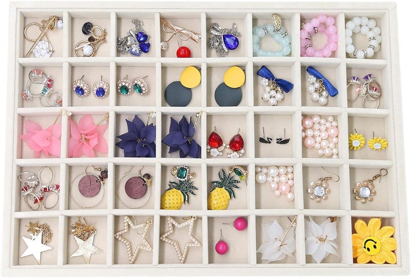 Stratalife Earring Organizer Stackable Jewelry Tray Drawer Organizer Removable Display Tray Organizer for Jewelry Necklace Earring Drawer Insert (40 Grid) - Image 1
