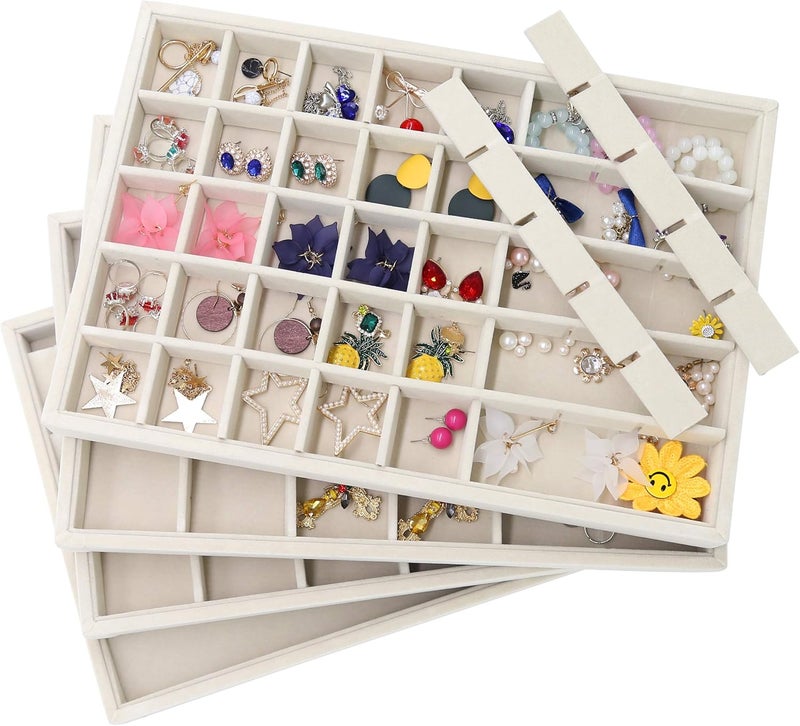 Stratalife Earring Organizer Stackable Jewelry Tray Drawer Organizer Removable Display Tray Organizer for Jewelry Necklace Earring Drawer Insert (40 Grid) - Image 2