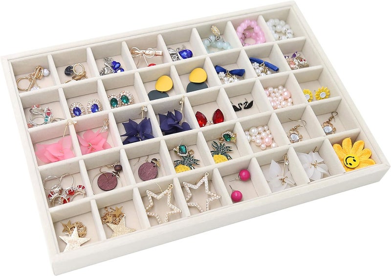 Stratalife Earring Organizer Stackable Jewelry Tray Drawer Organizer Removable Display Tray Organizer for Jewelry Necklace Earring Drawer Insert (40 Grid) - Image 5