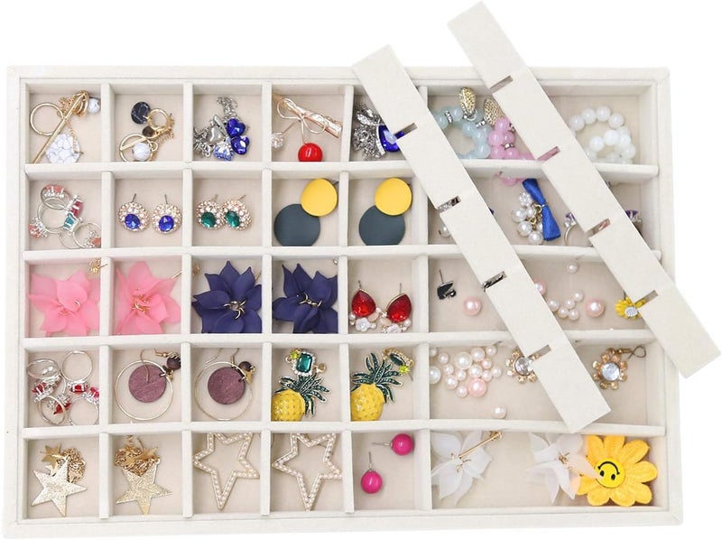 Stratalife Earring Organizer Stackable Jewelry Tray Drawer Organizer Removable Display Tray Organizer for Jewelry Necklace Earring Drawer Insert (40 Grid) - Image 3