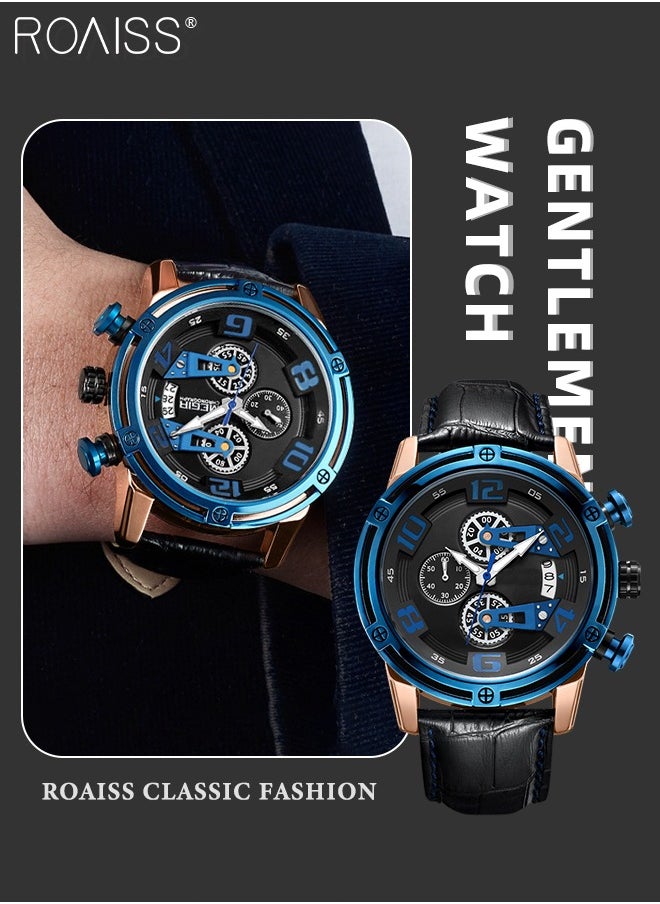 Men's Sports Multifunctional Chronograph Watch Luminous Quartz Watch with Leather Band Calendar Sports Business Work as Gift for Men - pzsku/Z88551773DAD308A8B62BZ/45/_/1735181719/1e85e0f9-38a4-40e5-8476-545f8ed239b6