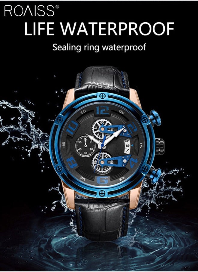 Men's Sports Multifunctional Chronograph Watch Luminous Quartz Watch with Leather Band Calendar Sports Business Work as Gift for Men - pzsku/Z88551773DAD308A8B62BZ/45/_/1735181734/a85f5f17-14a0-406b-adb7-0f9c81e4e117