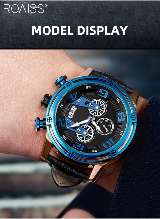 Men's Sports Multifunctional Chronograph Watch Luminous Quartz Watch with Leather Band Calendar Sports Business Work as Gift for Men - pzsku/Z88551773DAD308A8B62BZ/45/_/1735181740/876e1257-f471-46b4-a59e-6b7d10bdf0cc