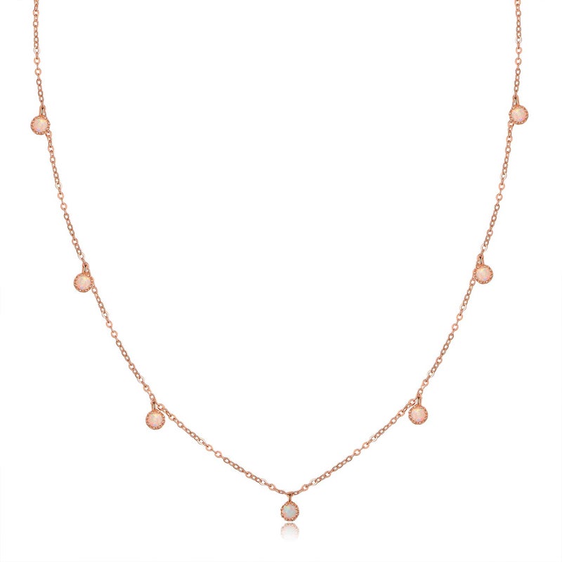 Barzel 18K Rose Gold Plated Created Fire Opal Necklace In 18 Inches with 2 Inches Extension (Rose Gold) - Image 1