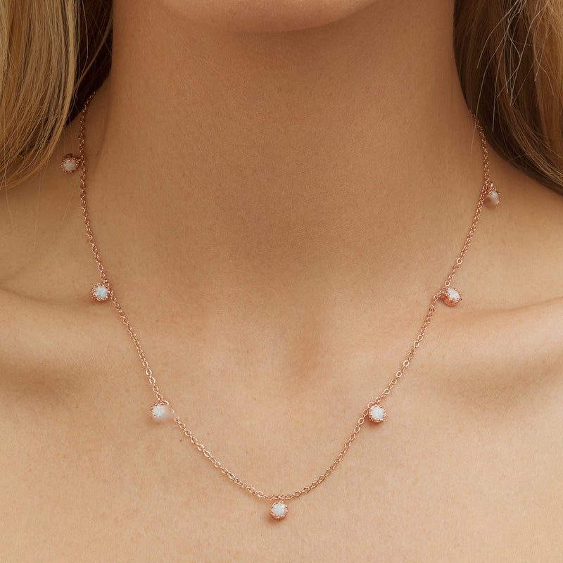 Barzel 18K Rose Gold Plated Created Fire Opal Necklace In 18 Inches with 2 Inches Extension (Rose Gold) - Image 2