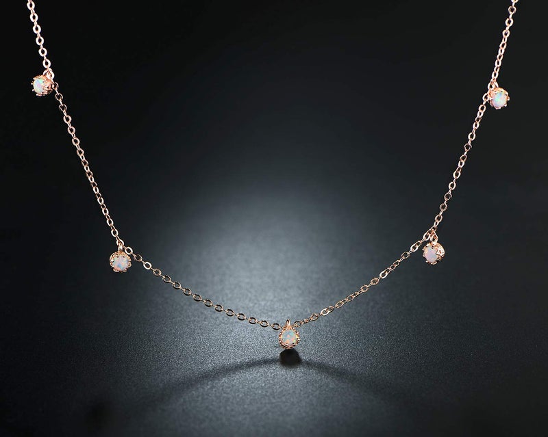 Barzel 18K Rose Gold Plated Created Fire Opal Necklace In 18 Inches with 2 Inches Extension (Rose Gold) - Image 4
