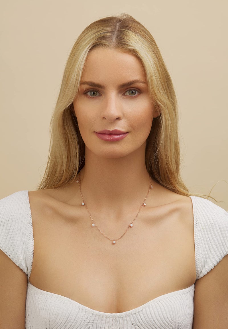 Barzel 18K Rose Gold Plated Created Fire Opal Necklace In 18 Inches with 2 Inches Extension (Rose Gold) - Image 3