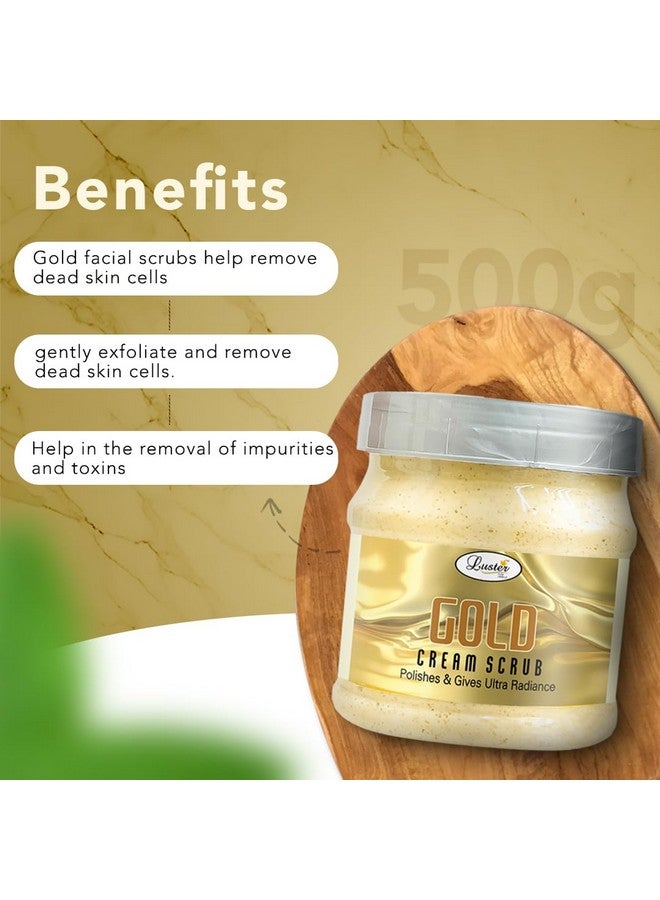 LUSTER Gold Facial Cream Scrub | Extra Glow & Fair Complexion | Facial Scrub For Women & Men | Helps Polishes & Gives Ultra Radiance | For Glowing Skin, Dry & Oily Skin | No Sulfate - 500Ml. - Image 2