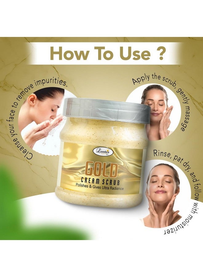 LUSTER Gold Facial Cream Scrub | Extra Glow & Fair Complexion | Facial Scrub For Women & Men | Helps Polishes & Gives Ultra Radiance | For Glowing Skin, Dry & Oily Skin | No Sulfate - 500Ml. - Image 3