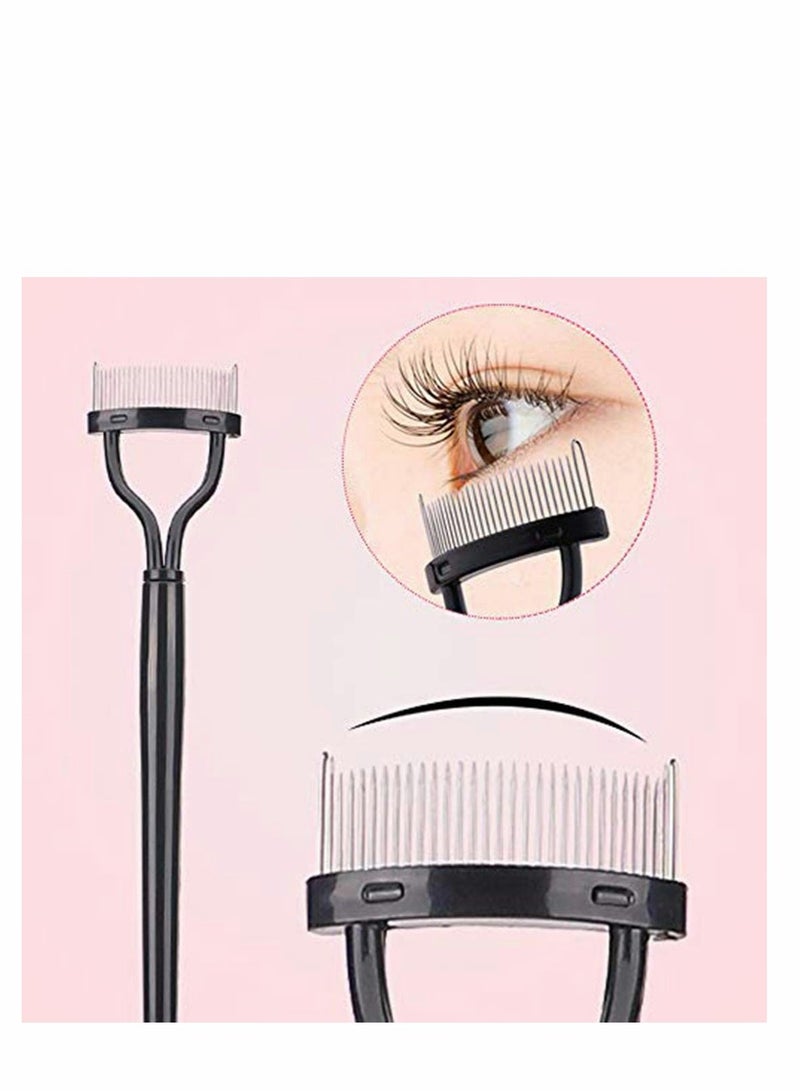 Excefore Eyelash Comb Curler Eyebrow Brush Eyelash Separator Mascara Applicator Eyelash Definer With Comb Cover Arc Designed Cosmetic Brushes Tool Black - Image 4