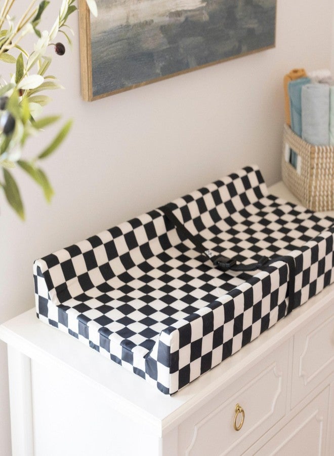 Tiny Twinkle Diaper Changing Pad for Dresser & Nursery Table - Waterproof, Wipeable & Mess-Proof Baby Changing Pad with Safety Strap, Non-Slip Base & Removable Washable Cover(Black Checkers) - Image 3