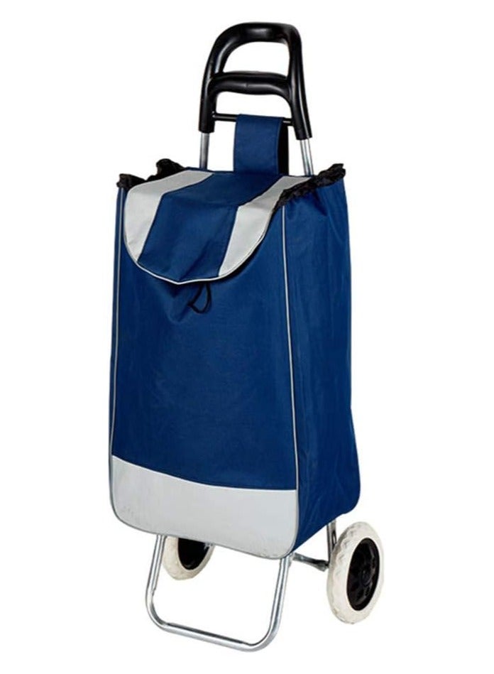 مرفا عربة تسوق بقالة قابلة للطي بعجلتين مع حقيبة قابلة للإزالة (أزرق بحري)