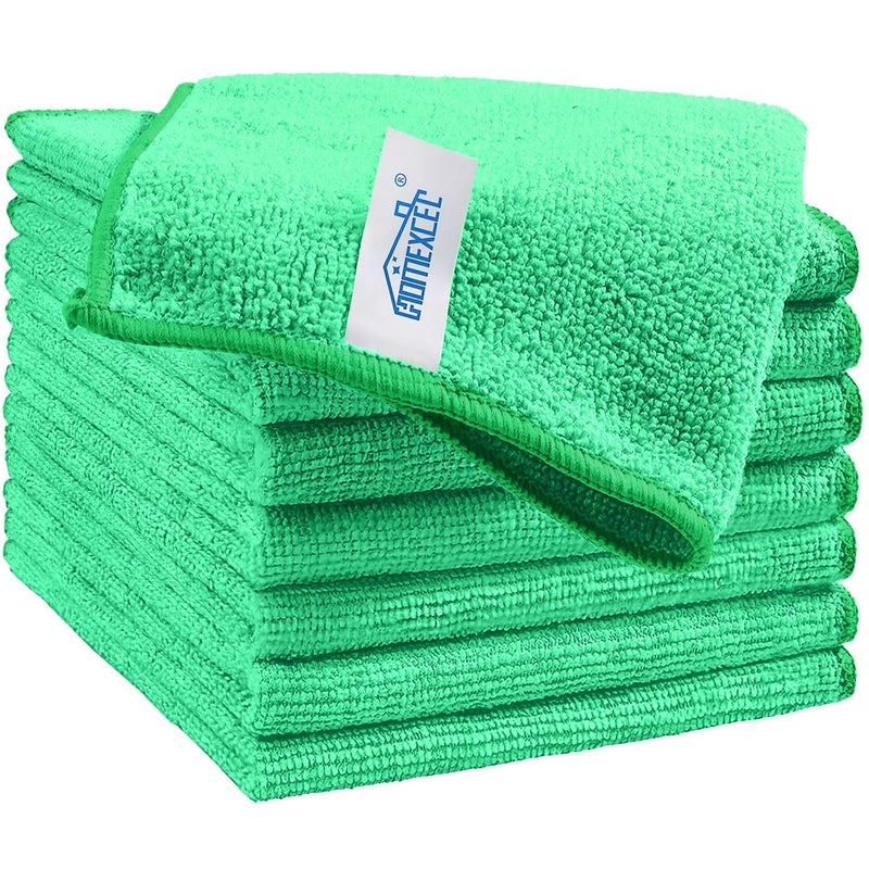 HOMEXCEL Green Microfiber Cleaning Cloth 8 Pack Cleaning Towels for Kitchen Lint Free ScratchFree Highly Absorbent and Reusable Cleaning Rags for House Window and Glass Cars 115 X115 inch - Image 2