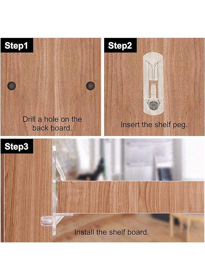 20 Pcs Shelf Support Peg Clear Plastic Cabinet Shelf Pins Self-Locking Bracket Clips Rectangular Plastic Laminated Plate Holder for Supporting Furniture Kitchen Bookcase Closet Shelf 5*20MM - Image 5
